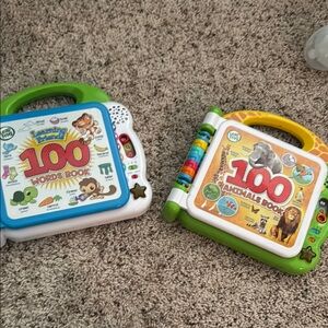 Leapfrog 100 words and animals books. Blue and Green Learning Tablets